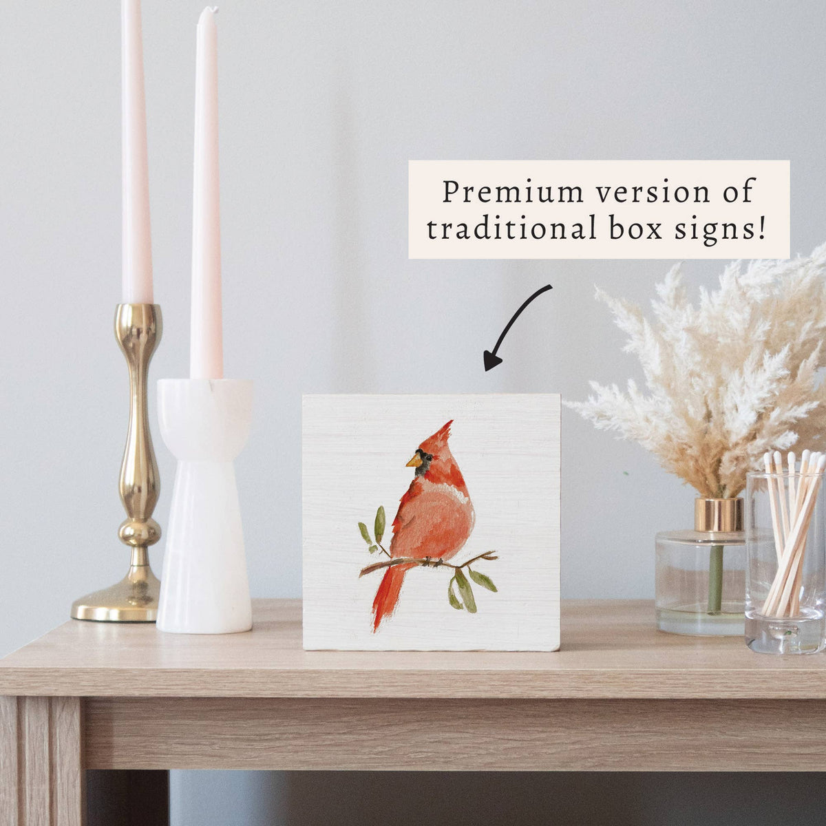 Watercolor Cardinal Block Sign