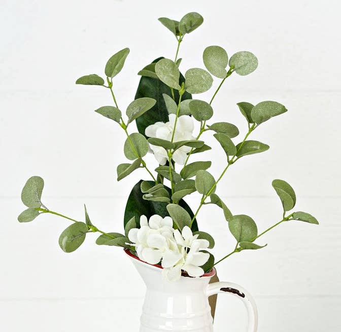 29025- 17in Spray-Cream Hydrangea and Eucalyptus Lvs