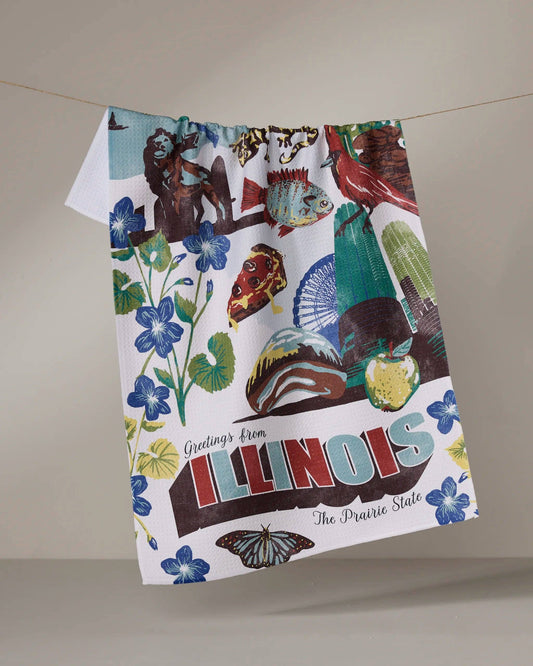 Greetings From Illinois Tea Towel