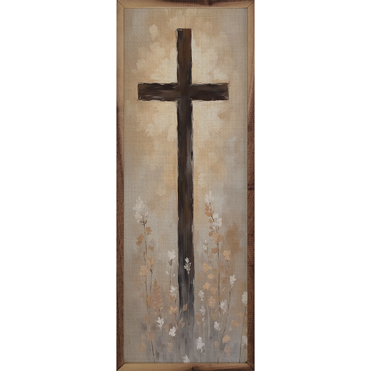 Cross With Flowers: 8x24