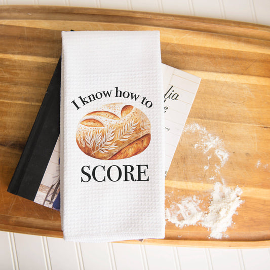 Funny Sourdough Dish Towel Waffle Weave Kitchen Bread Baking: Transparent Cellophane Sleeve with Hanger Flap