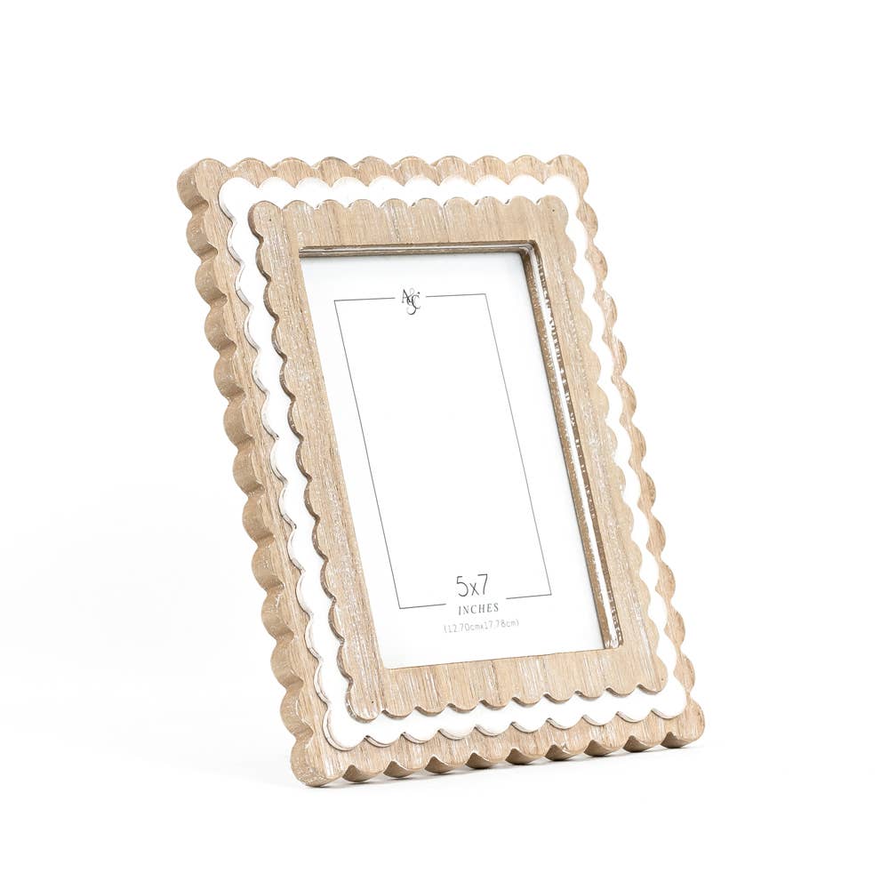 wood photo frame (SCALLOP) ntrl/wh (5x7) pic