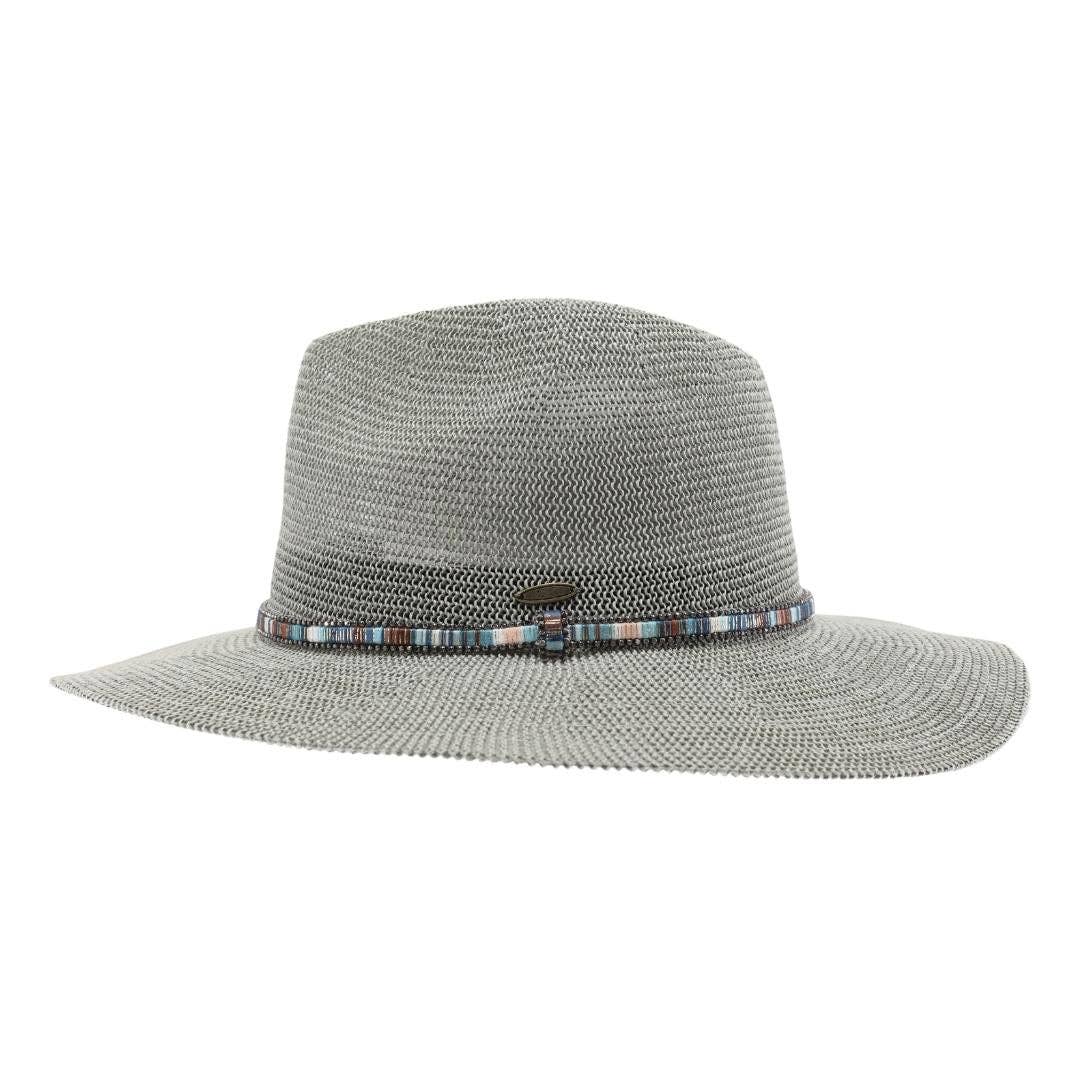 Knit Multi Thread Rhinestone Band Panama Hat KP014: Lt. Grey