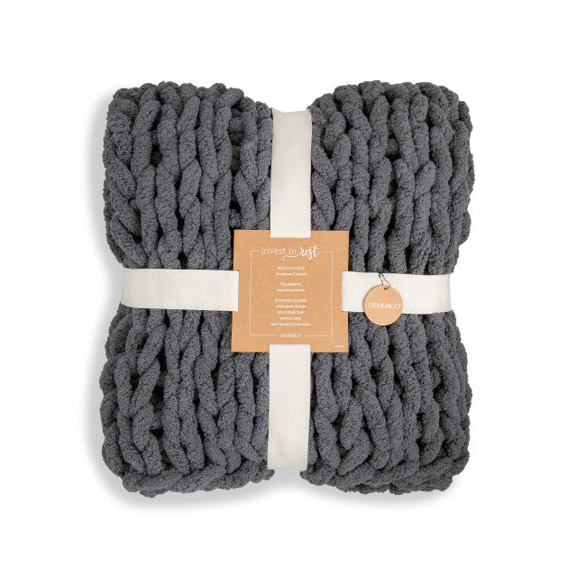 Chunky Knit Throw Charcoal