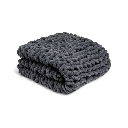 Chunky Knit Throw Charcoal