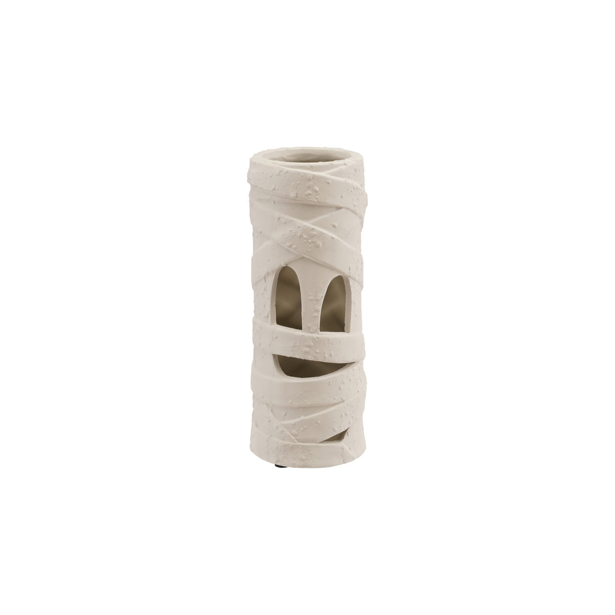 Terra-cotta Mummy Lantern with Cut-Outs, White