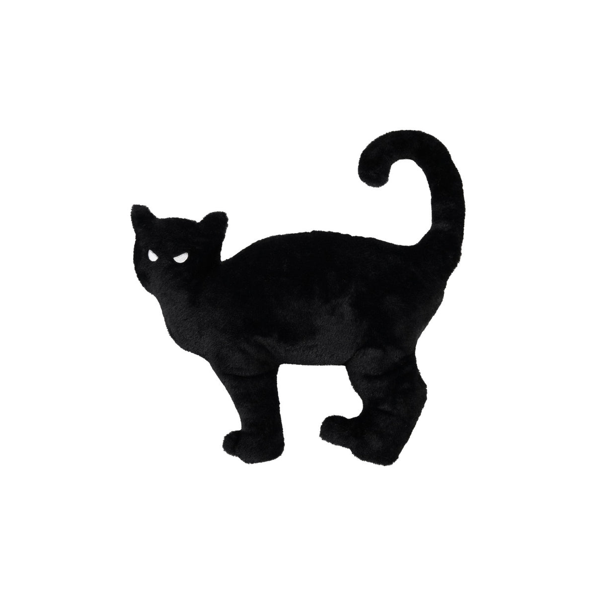 Faux Fur Cat Shaped Pillow, Black