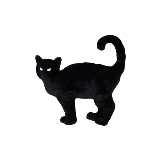 Faux Fur Cat Shaped Pillow, Black
