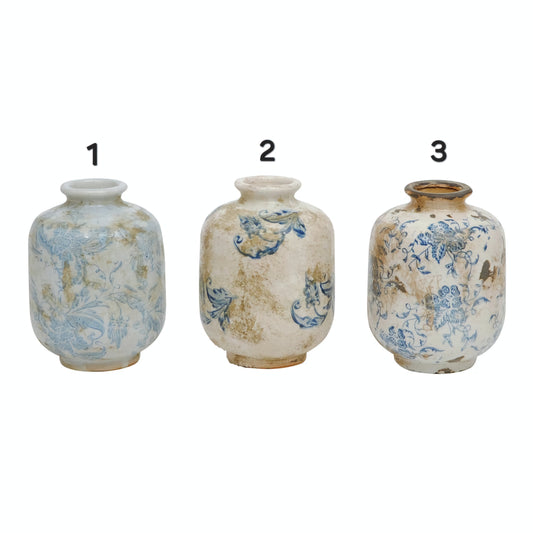 Terracotta Vase with Pattern, 3 Styles