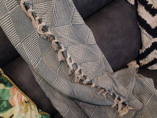 Blue/Natural Diamond Throw