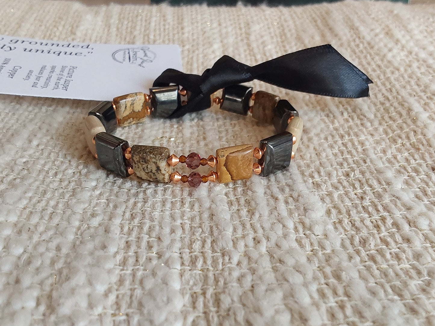 Earthy Picture Jasper & Copper Magnetic Therapy Bracelet