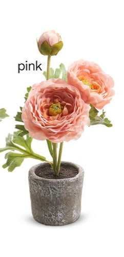 10" Real Touch Mini Potted Ranunculus