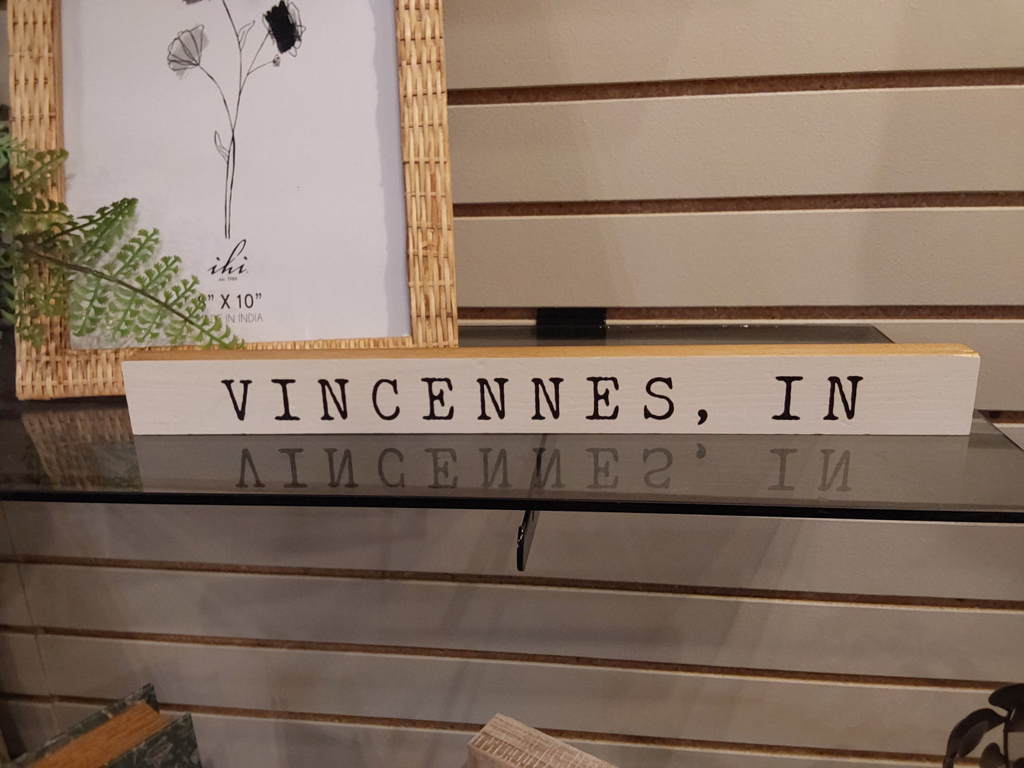 Serif White and Black Personalized Skinny  Vincennes,In  Sign