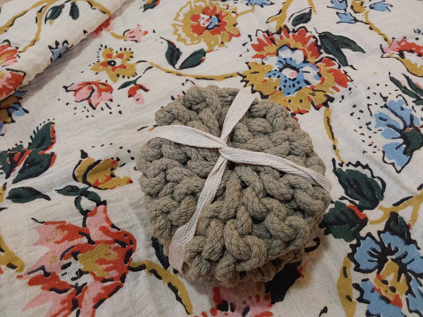 Cotton Crocheted Coasters, Set of 4