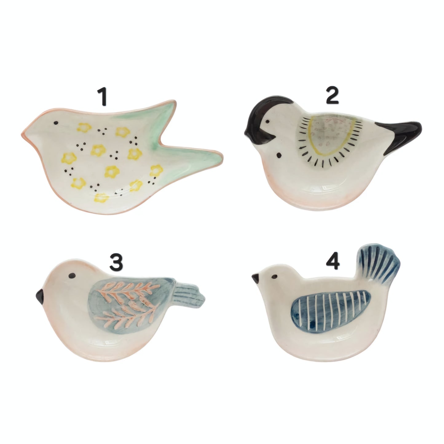 Hand-Painted Stoneware Bird Shaped Dish, 4 Styles {1 pcs }