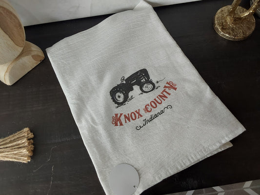 Vintage Icon (Tractor) Knox County Indiana - Cotton Tea Towel (27" x 27")