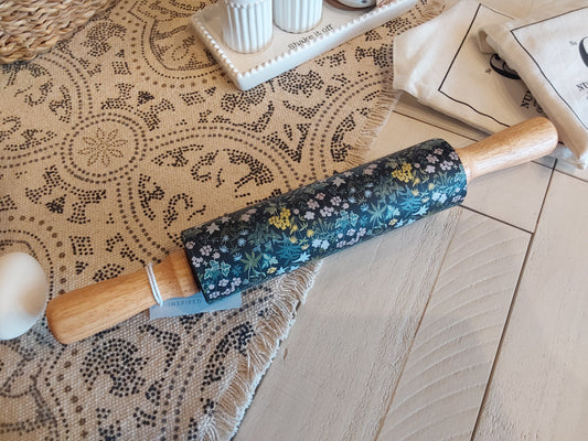Green or Black Floral Rolling Pin