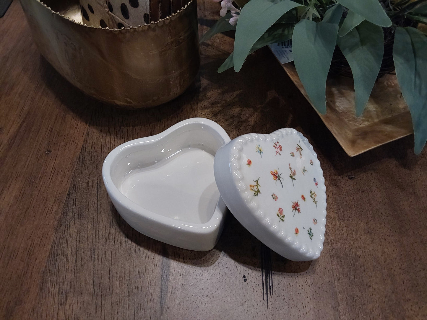 Heirloom Floral Heart Trinket Box