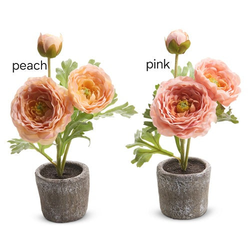 10" Real Touch Mini Potted Ranunculus