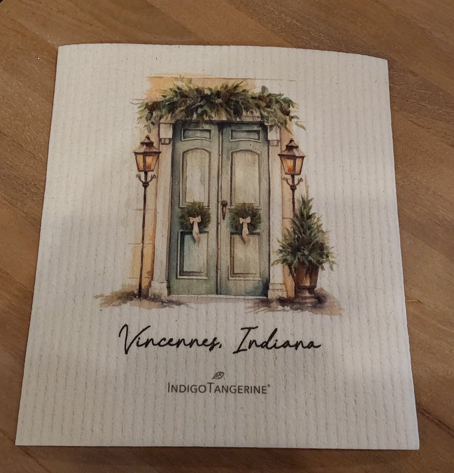 Lamp Post Welcome - Custom Swedish Dish Cloth