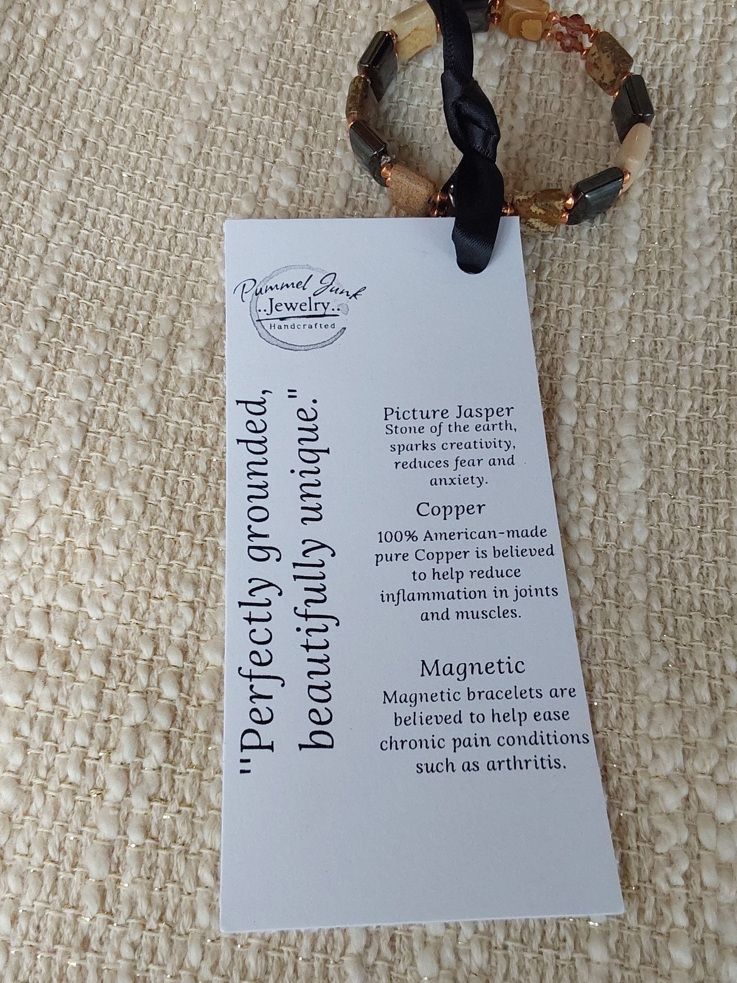 Earthy Picture Jasper & Copper Magnetic Therapy Bracelet