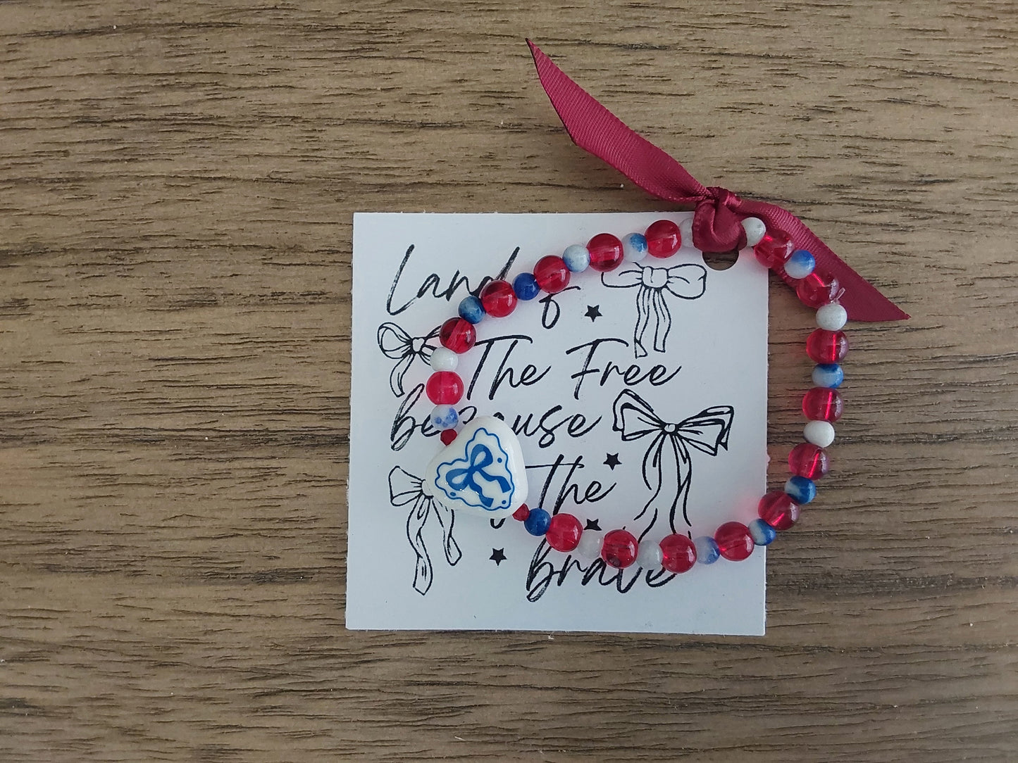 Chys Red,White and Blue Bow Bracelet