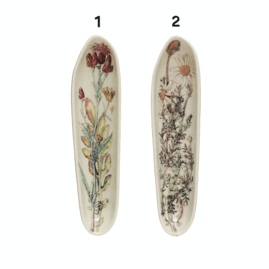 Stoneware Platter w/ Florals, 2 Styles {1pcs}