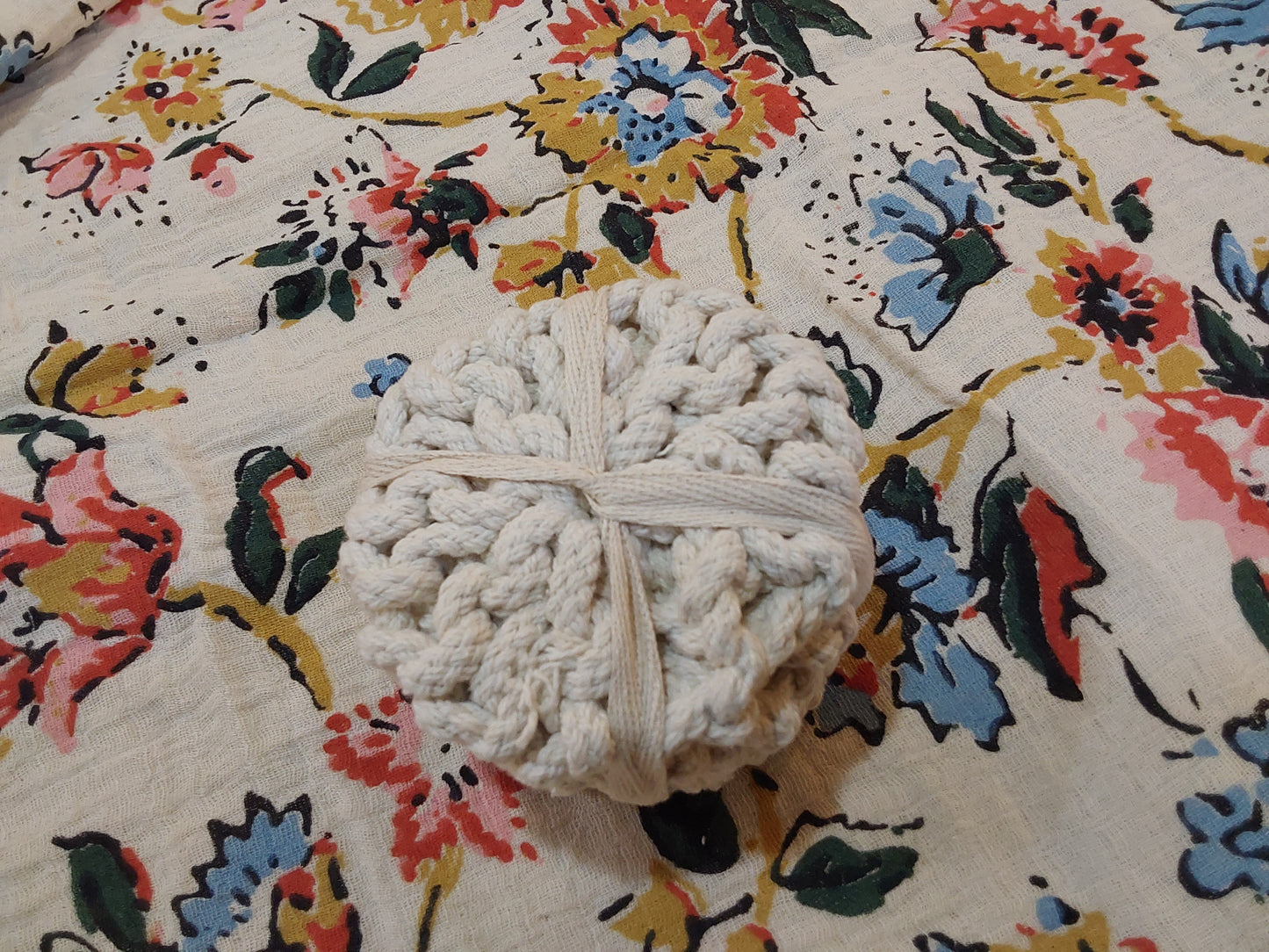 Cotton Crocheted Coasters, Set of 4