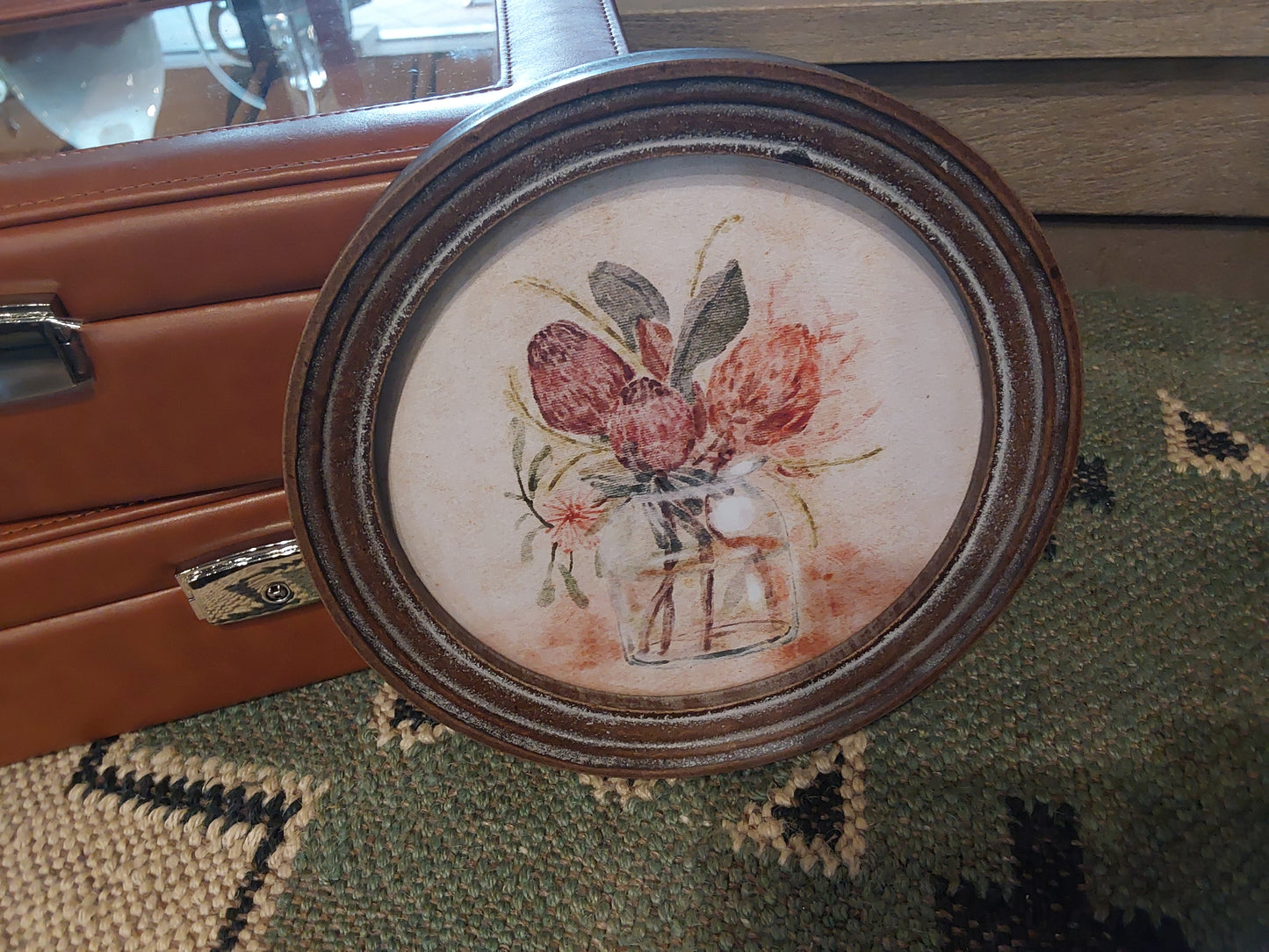 Round Framed Floral Wall Decor