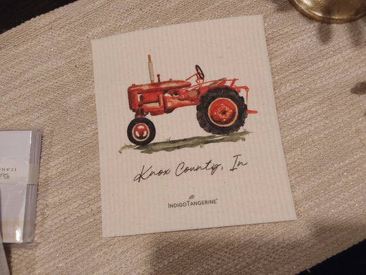 Watercolor Tractor - Knox County Indiana Swedish Dish Cloth