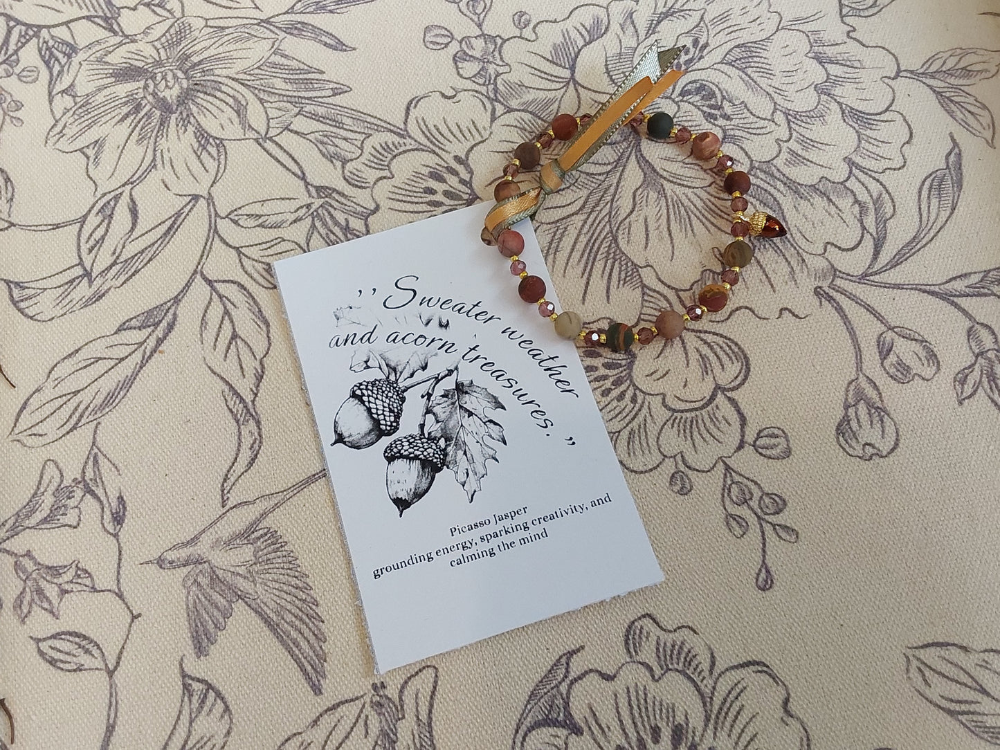 Sweater weather and acorn treasures  (Picasso Jasper bracelet)