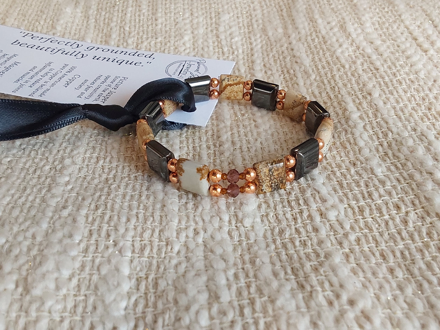 Earthy Picture Jasper & Copper Magnetic Therapy Bracelet