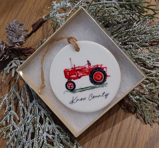 Watercolor Tractor Knox County Ornament