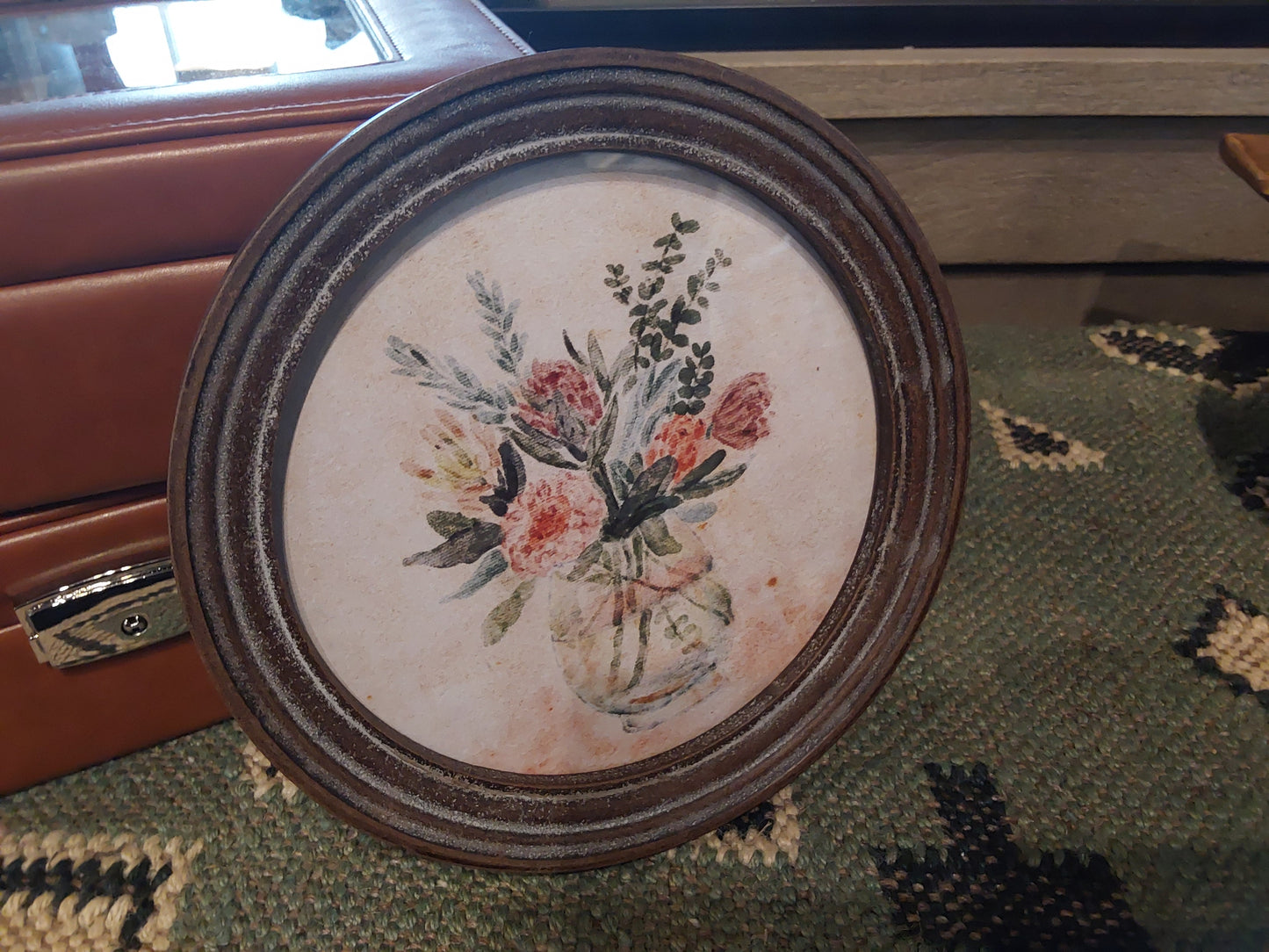 Round Framed Floral Wall Decor