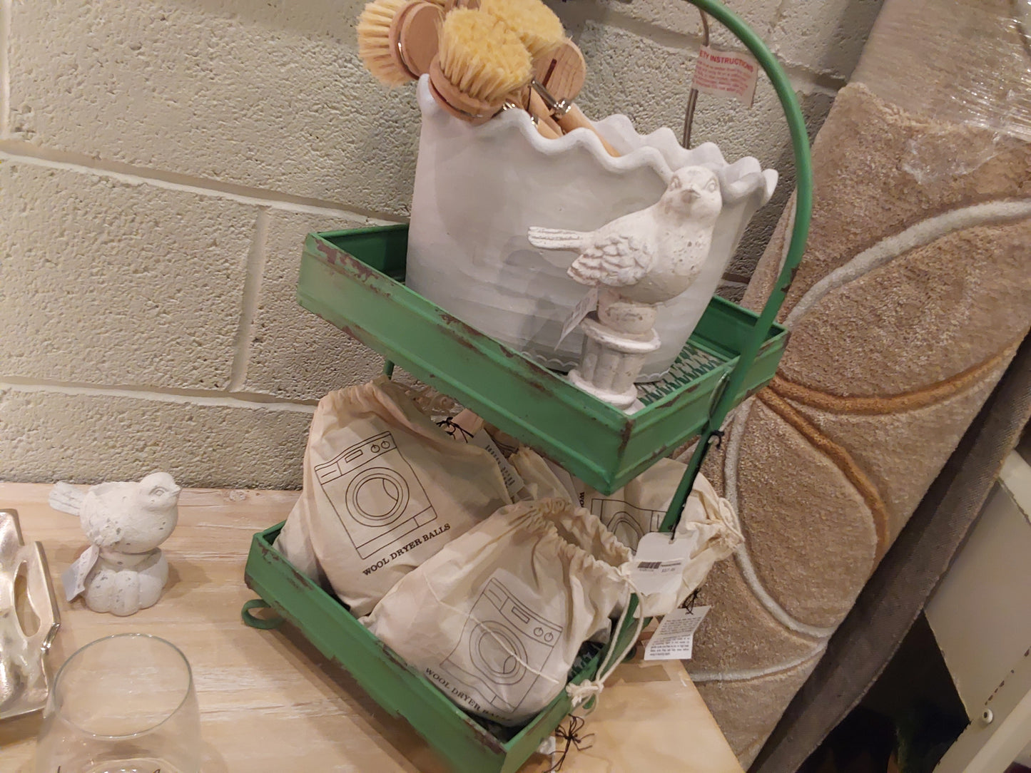 Vintage Green 2 Teir Tray