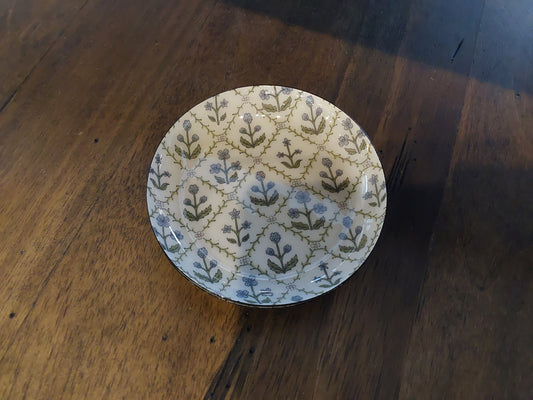 Round Vintage Floral Tidbit Plate