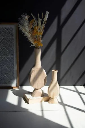 carved Wooden Bud Vases