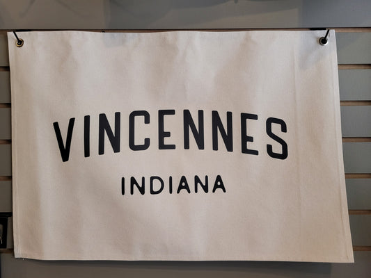 Vincennes Indiana Canvas Banner Wall Flag Pennant: NATURAL CANVAS