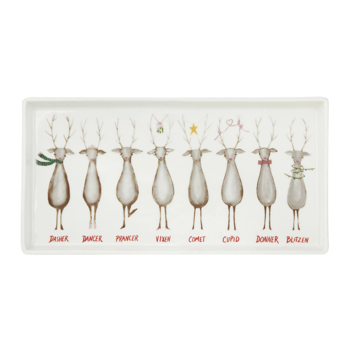 Stoneware Platter with Santa's Reindeer
