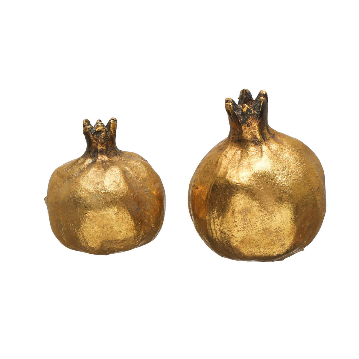 3-1/4"H - 4-1/2"H Resin Pomegranate, Antique Gold Finish--1 Pc. Assorted