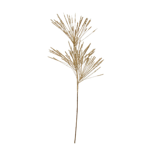28"H Faux Long Needle Pine Spray w/ Glitter, Champagne Finish