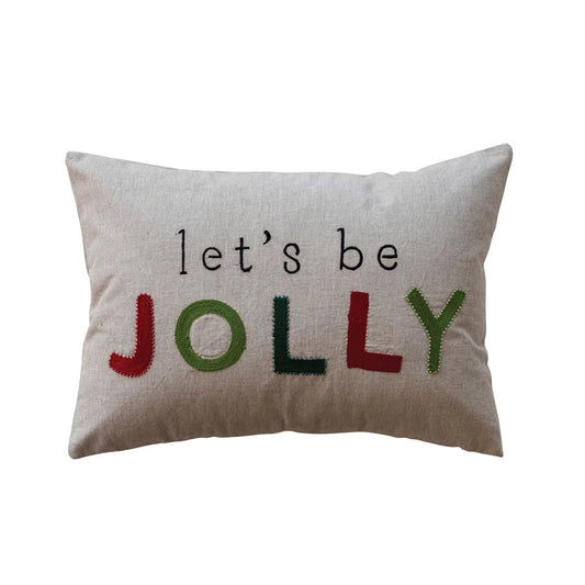20"L x 14"H Cotton Chambray Lumbar Pillow w/ Embroidery & Beads
