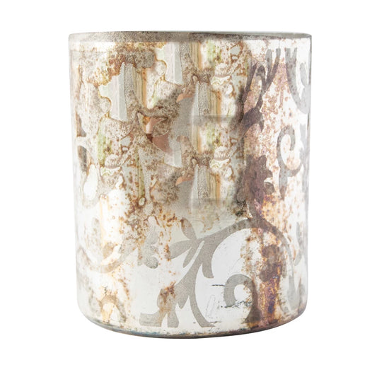 Etched Recycled Mercury Glass Tealight/Votive Holder