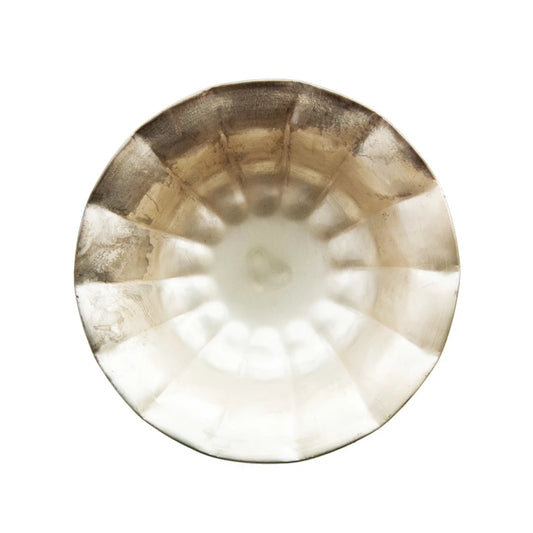 Decorative Metal Ruffled Footed Bowl, Distressed Gold Finish