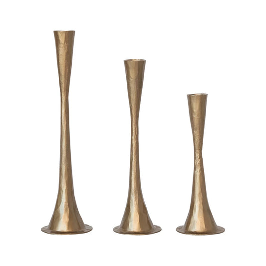 Hand-Forged Cast Iron Taper Holder, Antique Brass Finish