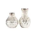 Embossed Glass Vase, Matte Antique Silver Finish, Random (1 pc)