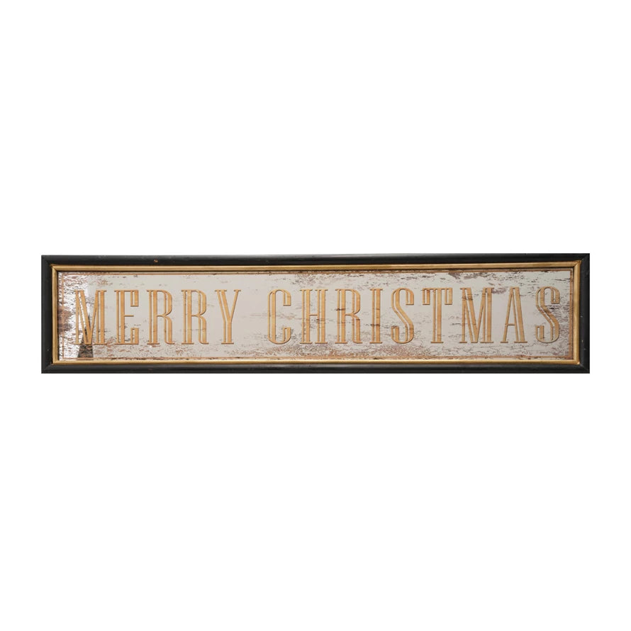 Wall Decor with Antiqued Mirror "Merry Christmas"