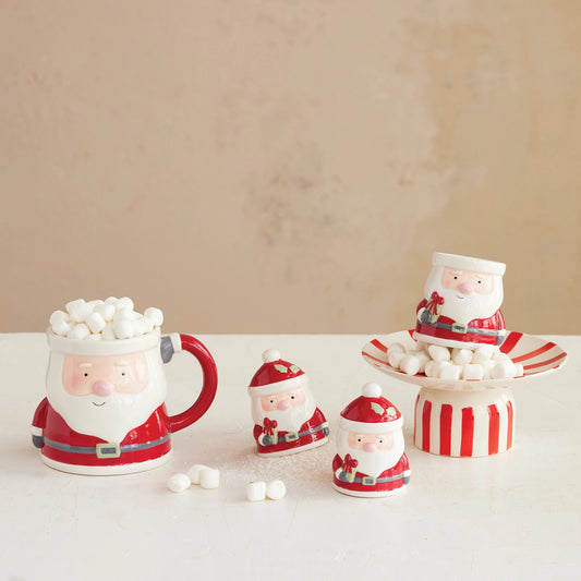 Hand-Painted Ceramic Santa Shaped Salt & Pepper Shakers, 1 pc