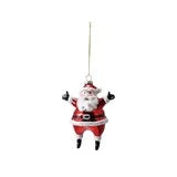 5"H Glass Santa Ornament with Glitter, Red & White