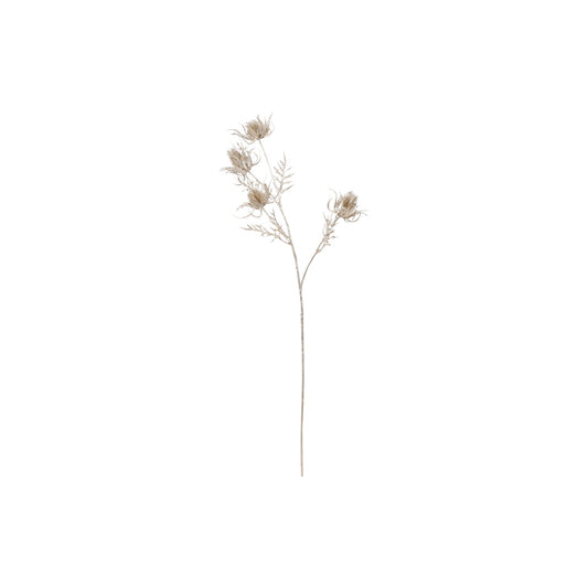 Faux Thistle Stem with Glitter, Silver Finish